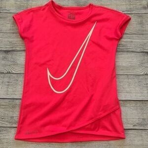 Nike Pink Active Dri-Fit Cross Front Short Sleeve Top 6X Moisture Wicking